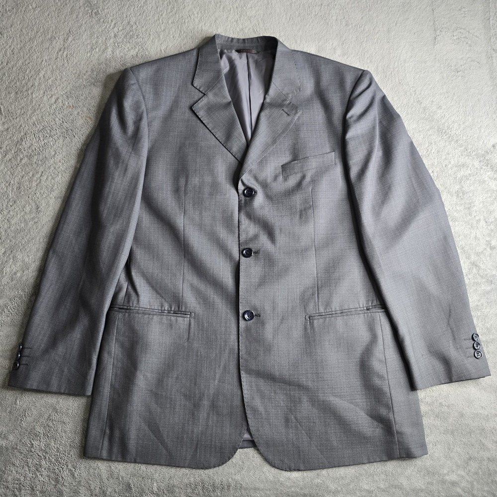 Cavalli Italy Luca Martucci Blazer Mens 54 Gray Light Windowpane Check 3 Button